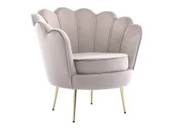 Poltrona concha em veludo taupe estilo art déco DANDELION