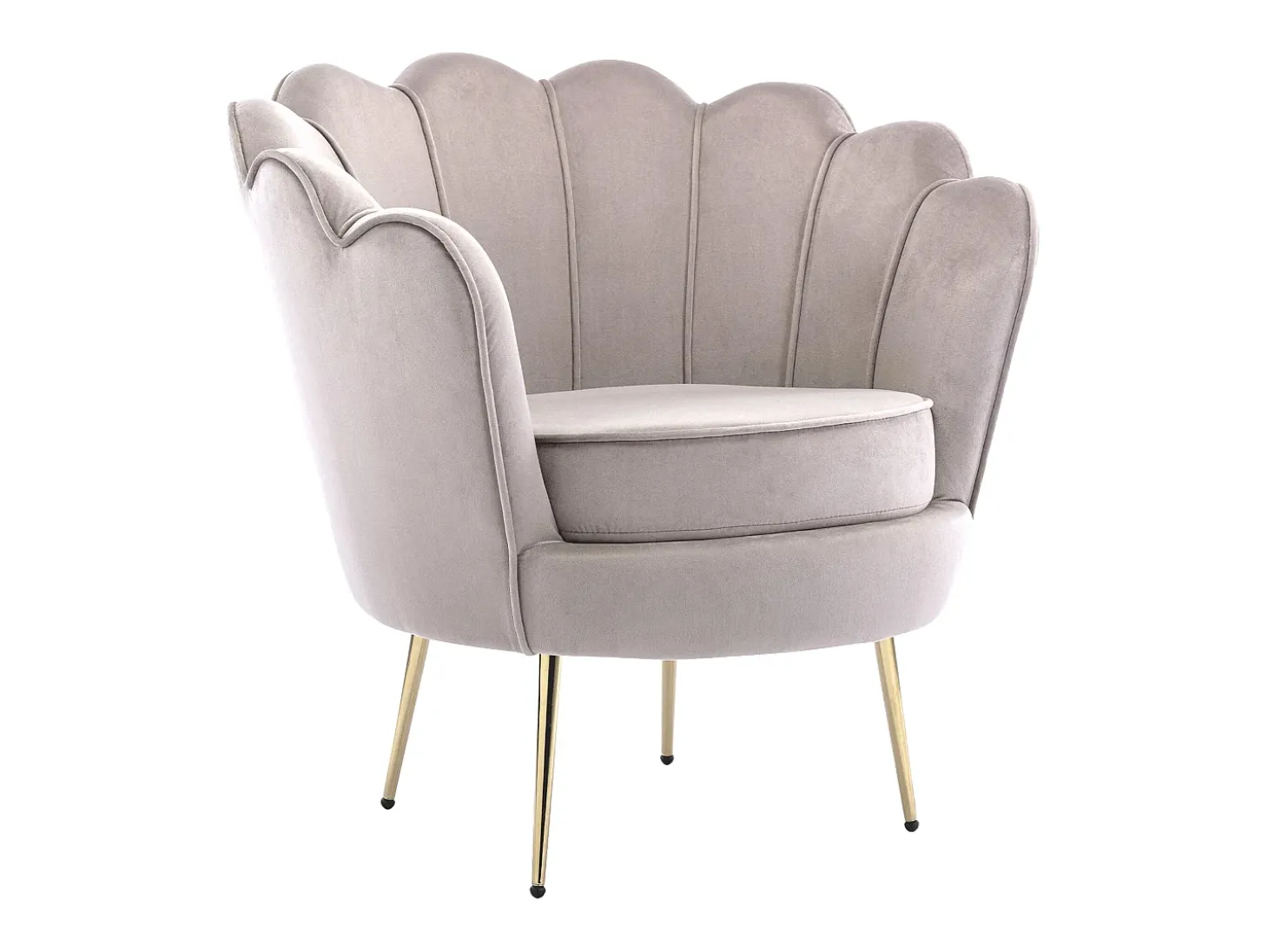 Poltrona concha em veludo taupe estilo art déco DANDELION
