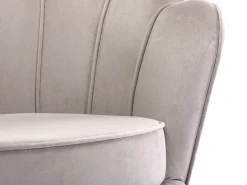 Poltrona concha em veludo taupe estilo art déco DANDELION