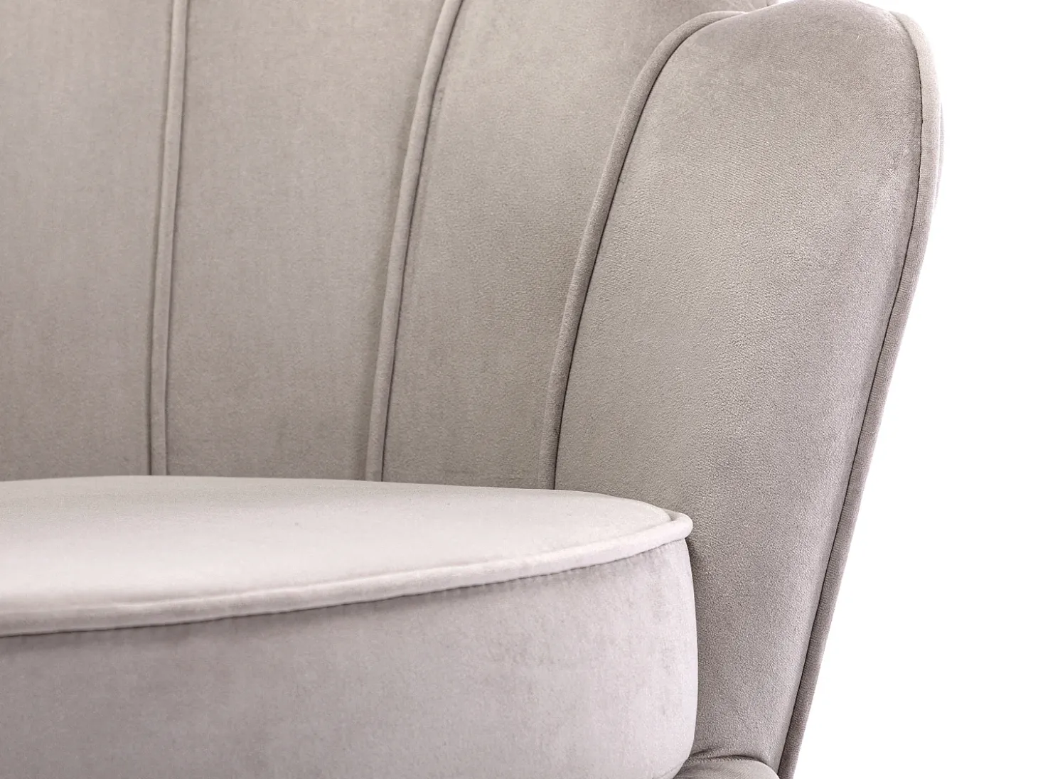 Poltrona concha em veludo taupe estilo art déco DANDELION