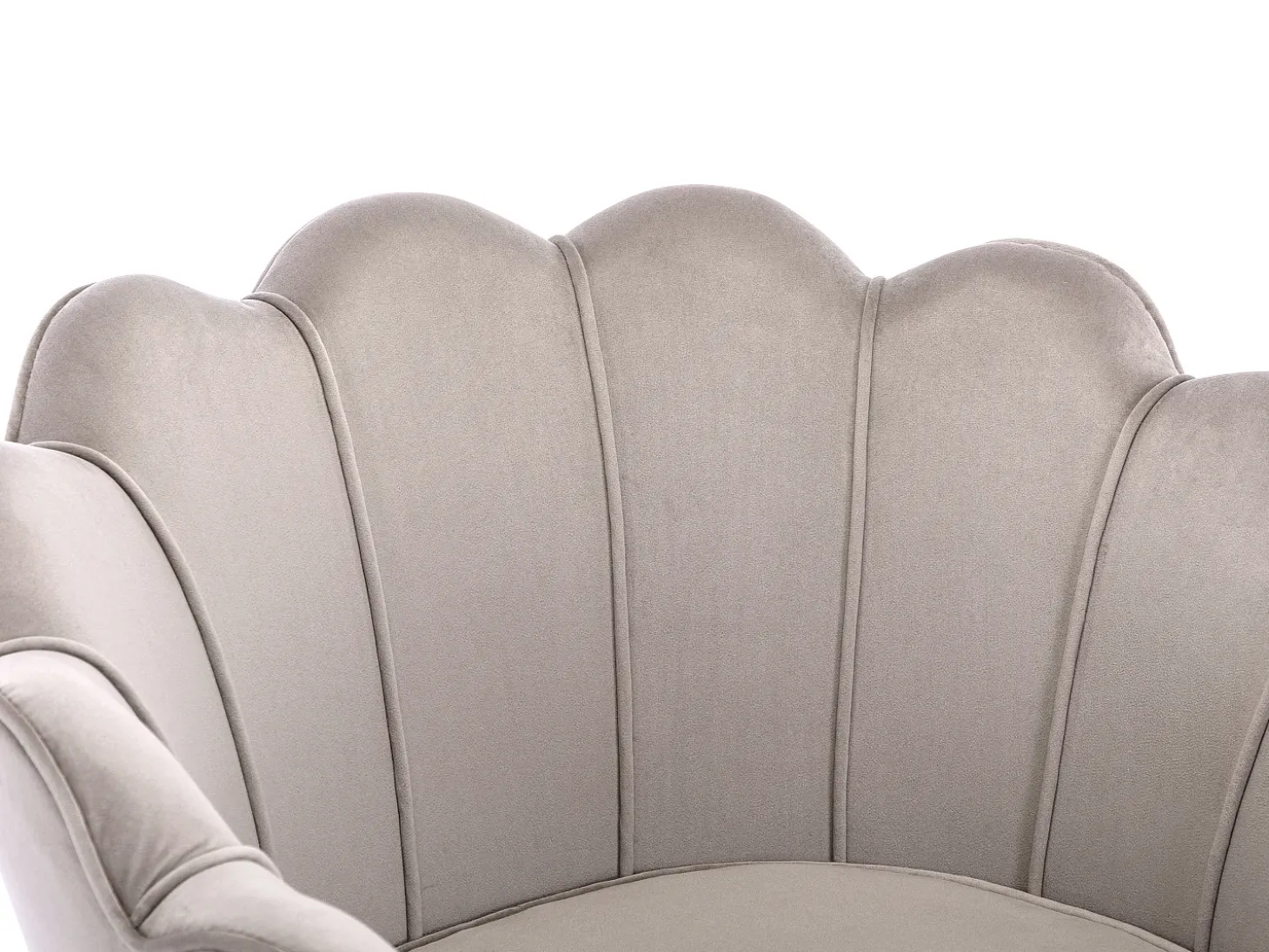 Poltrona concha em veludo taupe estilo art déco DANDELION