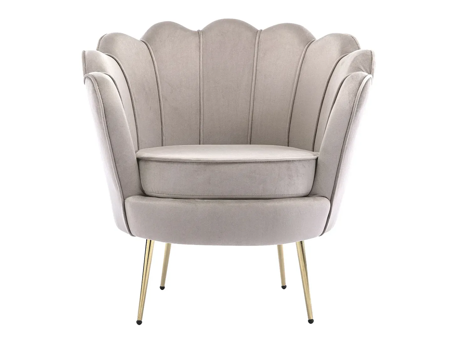 Poltrona concha em veludo taupe estilo art déco DANDELION
