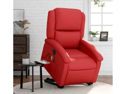 Poltrona Confortável | Poltrona reclinável elevatória elétrica couro artif. vermelho SHL716017