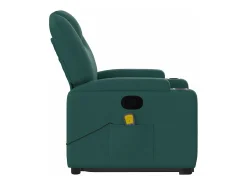 Poltrona Confortável | Poltrona reclinável elevatória de massagens tecido verde-escuro SHL236187