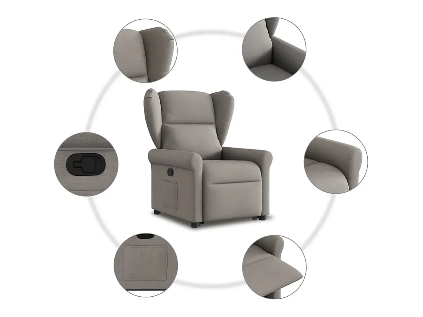 Poltrona Confortável | Poltrona reclinável elevatória tecido cinzento-acastanhado SHL947804