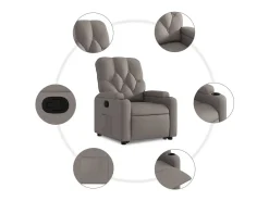 Poltrona Confortável | Poltrona reclinável elevatória tecido cinzento-acastanhado SHL671220