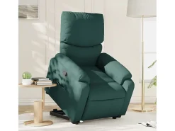 Poltrona Confortável | Poltrona reclinável elevatória tecido verde-escuro SHL327375