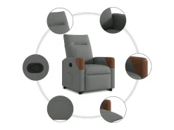 Poltrona Confortável | Poltrona reclinável elevatória tecido cinzento-escuro SHL757023
