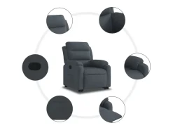 Poltrona Confortável | Poltrona reclinável elevatória veludo cinzento-escuro SHL584663