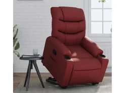 Poltrona Confortável | Poltrona reclinável elevatória couro artificial vermelho tinto SHL761103