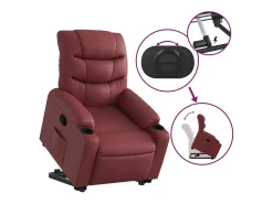 Poltrona Confortável | Poltrona reclinável elevatória couro artificial vermelho tinto SHL761103