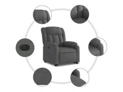 Poltrona Confortável | Poltrona reclinável elevatória elétrica tecido cinzento-escuro SHL905041