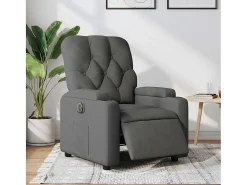 Poltrona Confortável | Poltrona reclinável elétrica tecido cinzento-escuro SHL718132