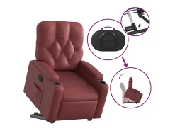 Poltrona Confortável | Poltrona reclinável elevatória couro artificial vermelho tinto SHL584279