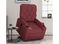 Poltrona Confortável | Poltrona reclinável elevatória couro artificial vermelho tinto SHL584279