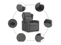 Poltrona Confortável | Poltrona reclinável elevatória tecido cinzento-escuro SHL783607