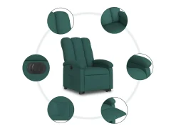 Poltrona Confortável | Poltrona reclinável elevatória elétrica tecido verde-escuro SHL859456