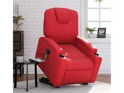 Poltrona Confortável | Poltrona reclinável elevatória elétrica couro artif. vermelho SHL339655