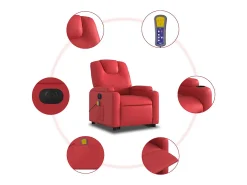 Poltrona Confortável | Poltrona reclinável elevatória elétrica couro artif. vermelho SHL339655