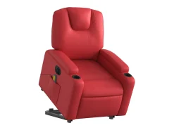 Poltrona Confortável | Poltrona reclinável elevatória elétrica couro artif. vermelho SHL339655