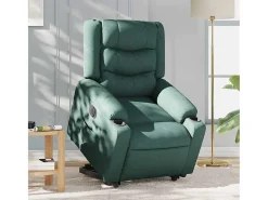 Poltrona Confortável | Poltrona reclinável elevatória elétrica tecido verde-escuro SHL932056
