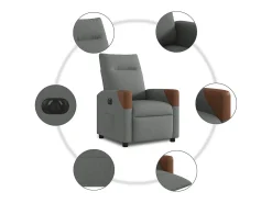 Poltrona Confortável | Poltrona reclinável elétrica tecido cinzento-escuro SHL998565