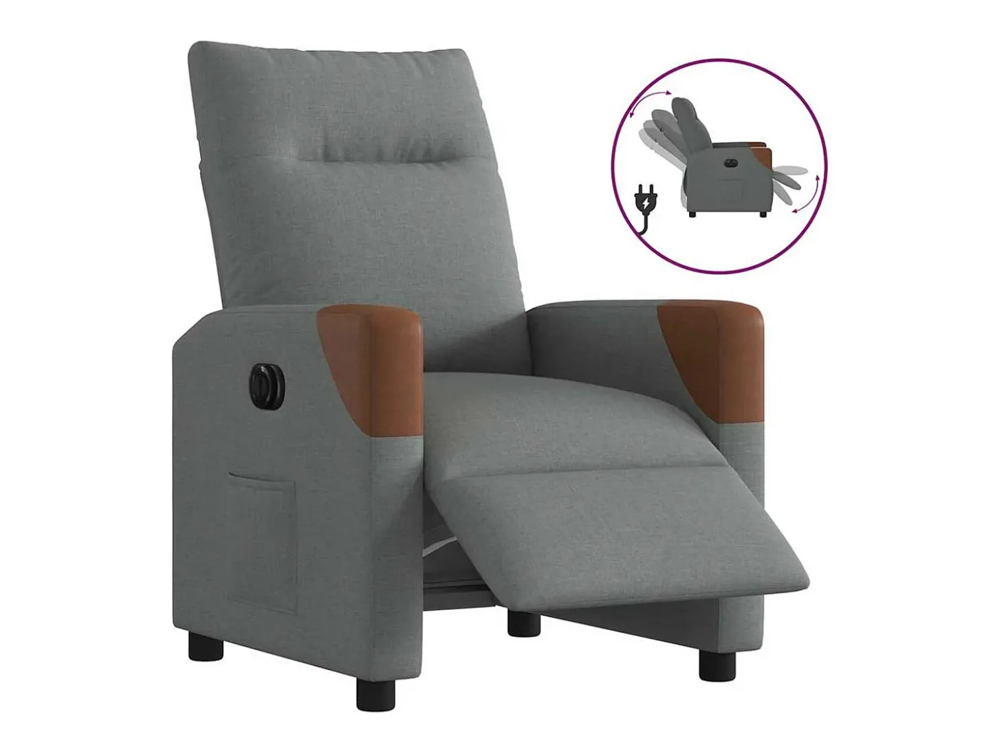 Poltrona Confortável | Poltrona reclinável elétrica tecido cinzento-escuro SHL998565