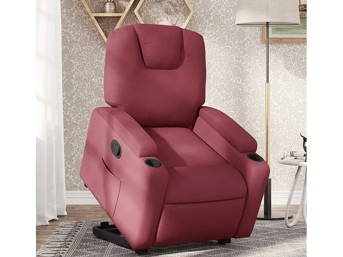 Poltrona Confortável | Poltrona reclinável elevatória tecido vermelho tinto SHL964713