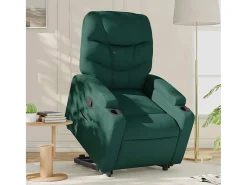 Poltrona Confortável | Poltrona reclinável elevatória tecido verde-escuro SHL11395