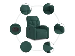 Poltrona Confortável | Poltrona reclinável elevatória tecido verde-escuro SHL11395