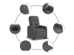 Poltrona Confortável | Poltrona reclinável elevatória elétrica tecido cinzento-escuro SHL914728