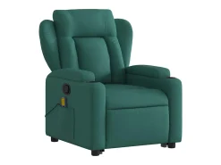Poltrona Confortável | Poltrona reclinável elevatória de massagens tecido verde-escuro SHL919554