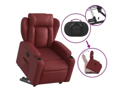 Poltrona Confortável | Poltrona reclinável elevatória couro artificial vermelho tinto SHL163297