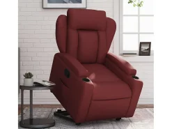 Poltrona Confortável | Poltrona reclinável elevatória couro artificial vermelho tinto SHL163297