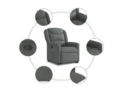 Poltrona Confortável | Poltrona reclinável elevatória tecido cinzento-escuro SHL71926