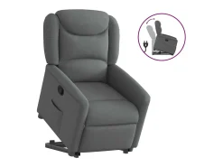 Poltrona Confortável | Poltrona reclinável elevatória tecido cinzento-escuro SHL71926