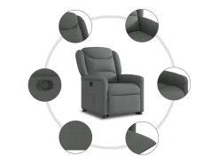 Poltrona Confortável | Poltrona reclinável elevatória tecido cinzento-escuro SHL71926