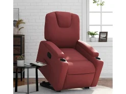 Poltrona Confortável | Poltrona reclinável elevatória couro artificial vermelho tinto SHL53598