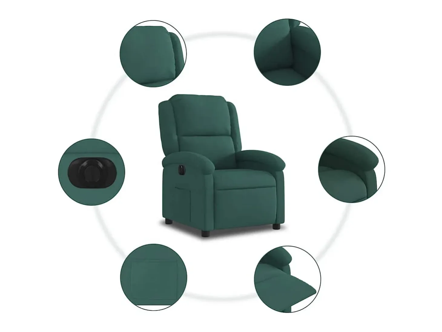 Poltrona Confortável | Poltrona reclinável elétrica veludo verde-escuro SHL545363