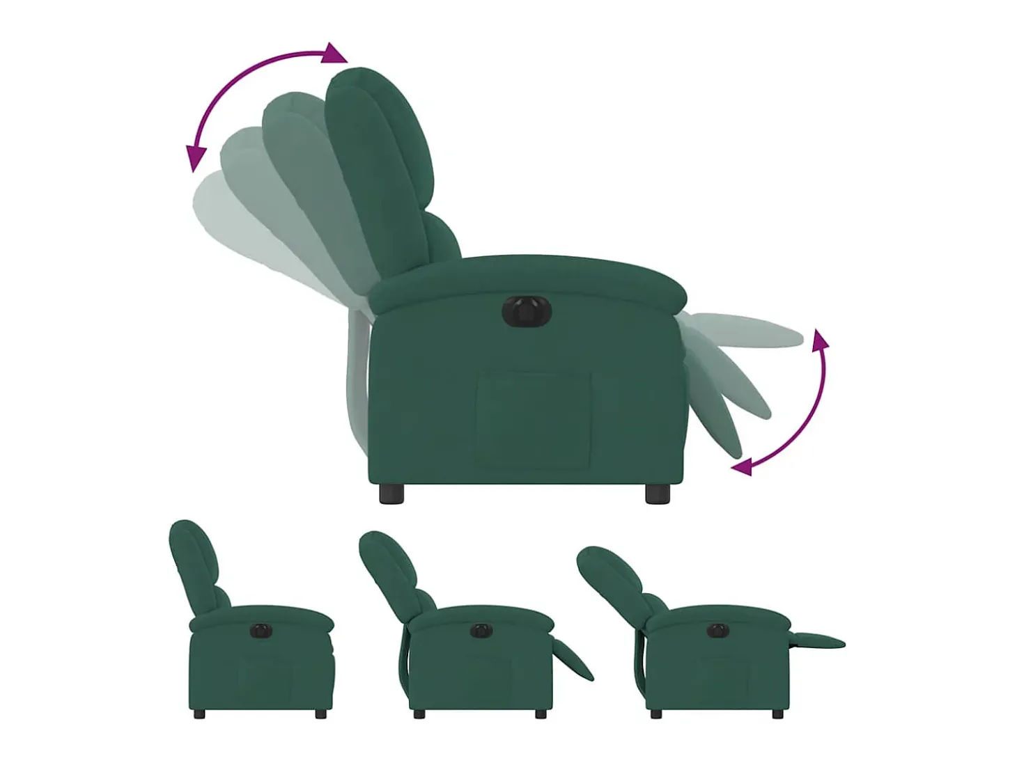 Poltrona Confortável | Poltrona reclinável elétrica veludo verde-escuro SHL545363