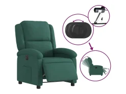 Poltrona Confortável | Poltrona reclinável elétrica veludo verde-escuro SHL545363