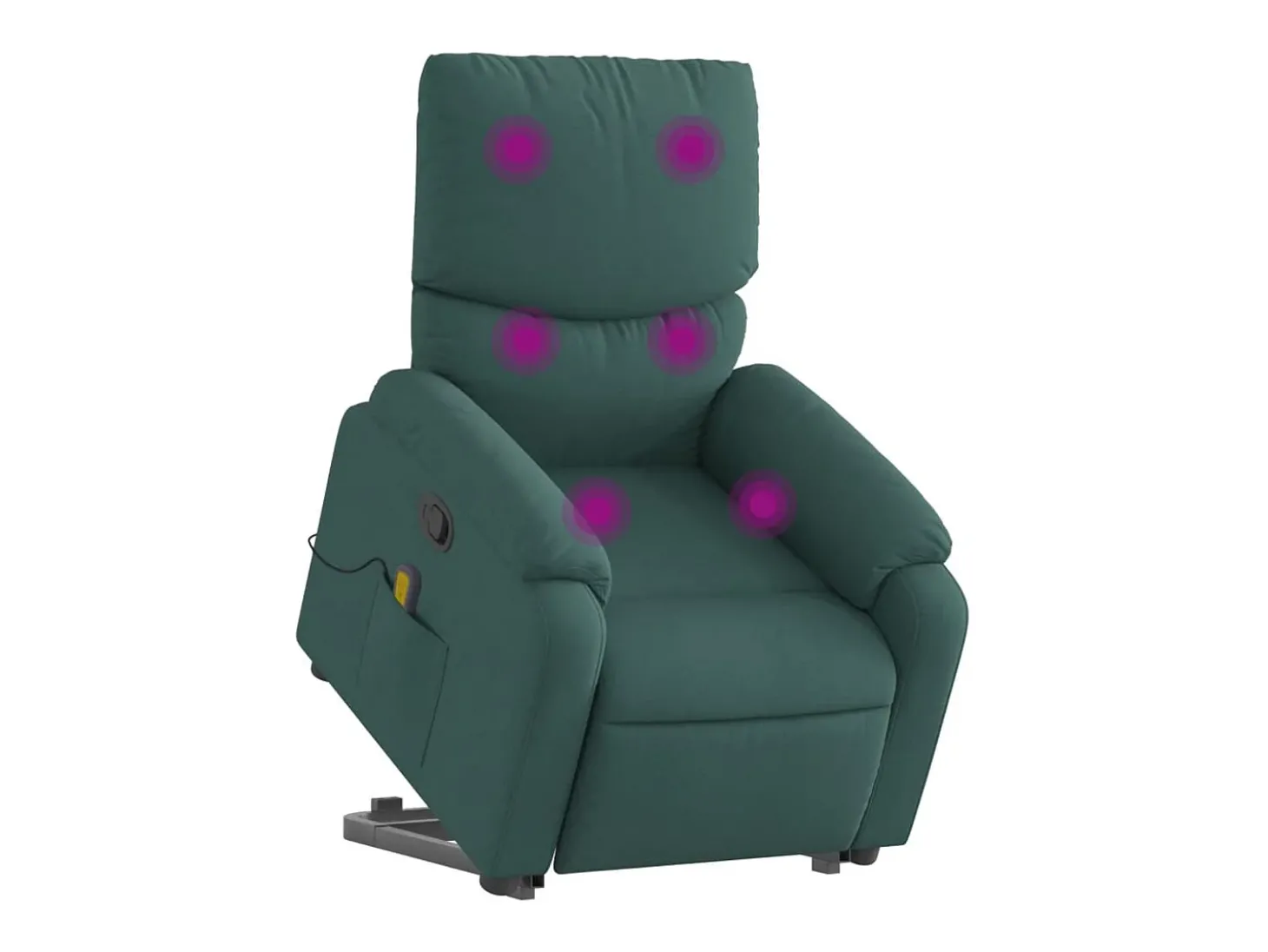 Poltrona Confortável | Poltrona reclinável elevatória de massagens tecido verde-escuro SHL798987