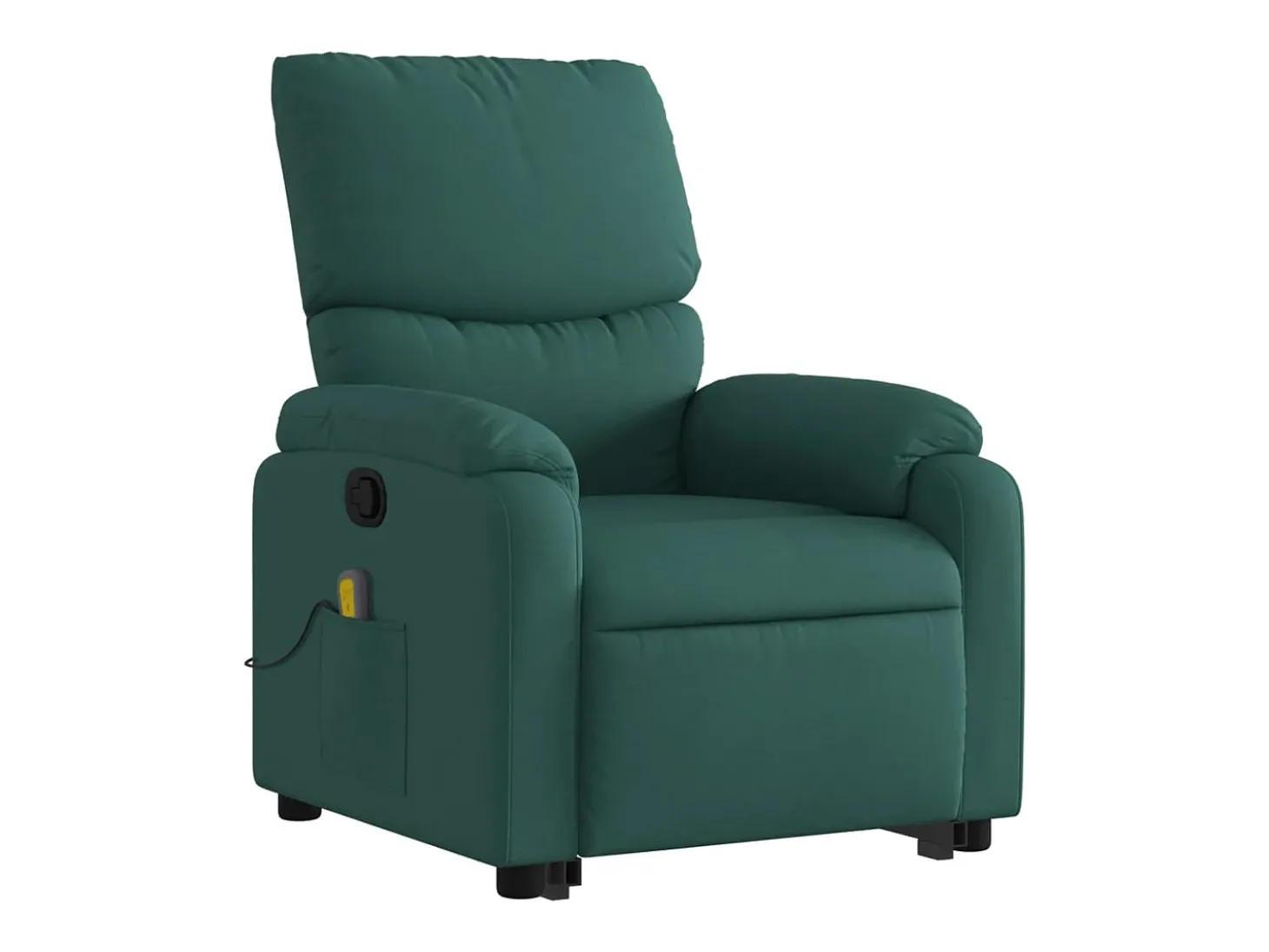 Poltrona Confortável | Poltrona reclinável elevatória de massagens tecido verde-escuro SHL798987