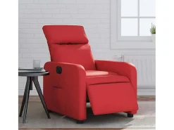 Poltrona Confortável | Poltrona reclinável elétrica couro artificial vermelho SHL636142