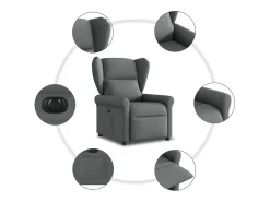 Poltrona Confortável | Poltrona reclinável elétrica tecido cinzento-escuro SHL616358