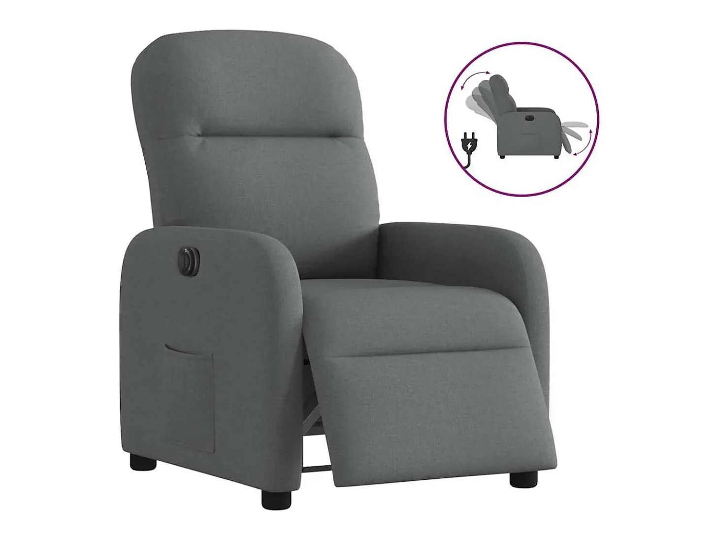Poltrona Confortável | Poltrona reclinável elétrica tecido cinzento-escuro SHL816544
