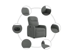Poltrona Confortável | Poltrona reclinável elétrica tecido cinzento-escuro SHL816544