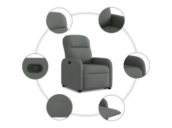 Poltrona Confortável | Poltrona reclinável elevatória tecido cinzento-escuro SHL366755