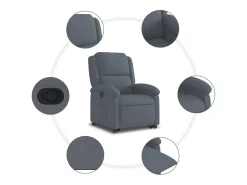 Poltrona Confortável | Poltrona reclinável elevatória veludo cinzento-escuro SHL137777