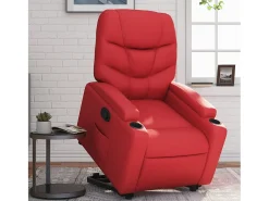 Poltrona Confortável | Poltrona reclinável elevatória couro artificial vermelho SHL881562
